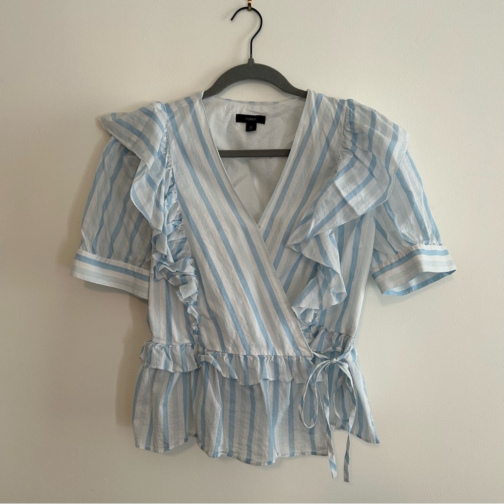 J Crew Striped Ruffle Top - Picture 3 of 6